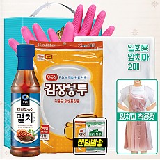 청정원 멸치액젓 비닐고무장갑32cm 김장봉투대 일회용앞치마(4종)-타신